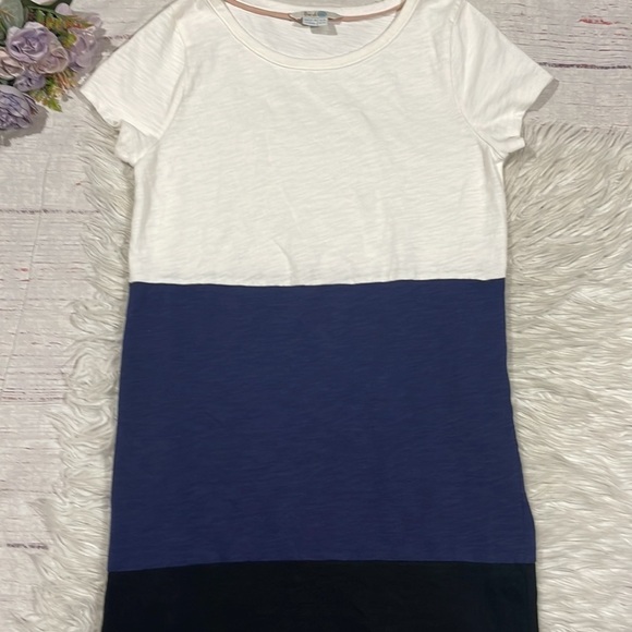 Boden Slub Colorblock Striped Crewneck T-Shirt Dress Long Fit - Picture 5 of 11